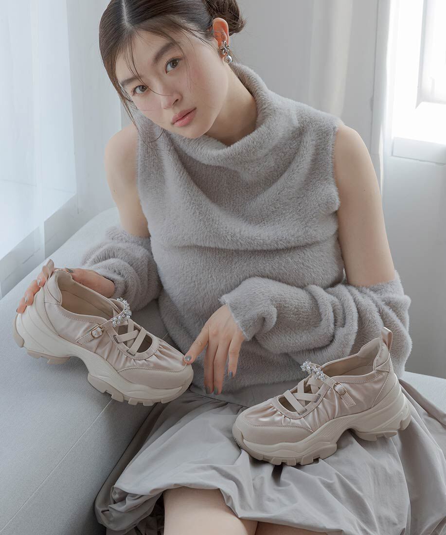  「ビジューベルトレースアップスニーカー」|スニーカー|