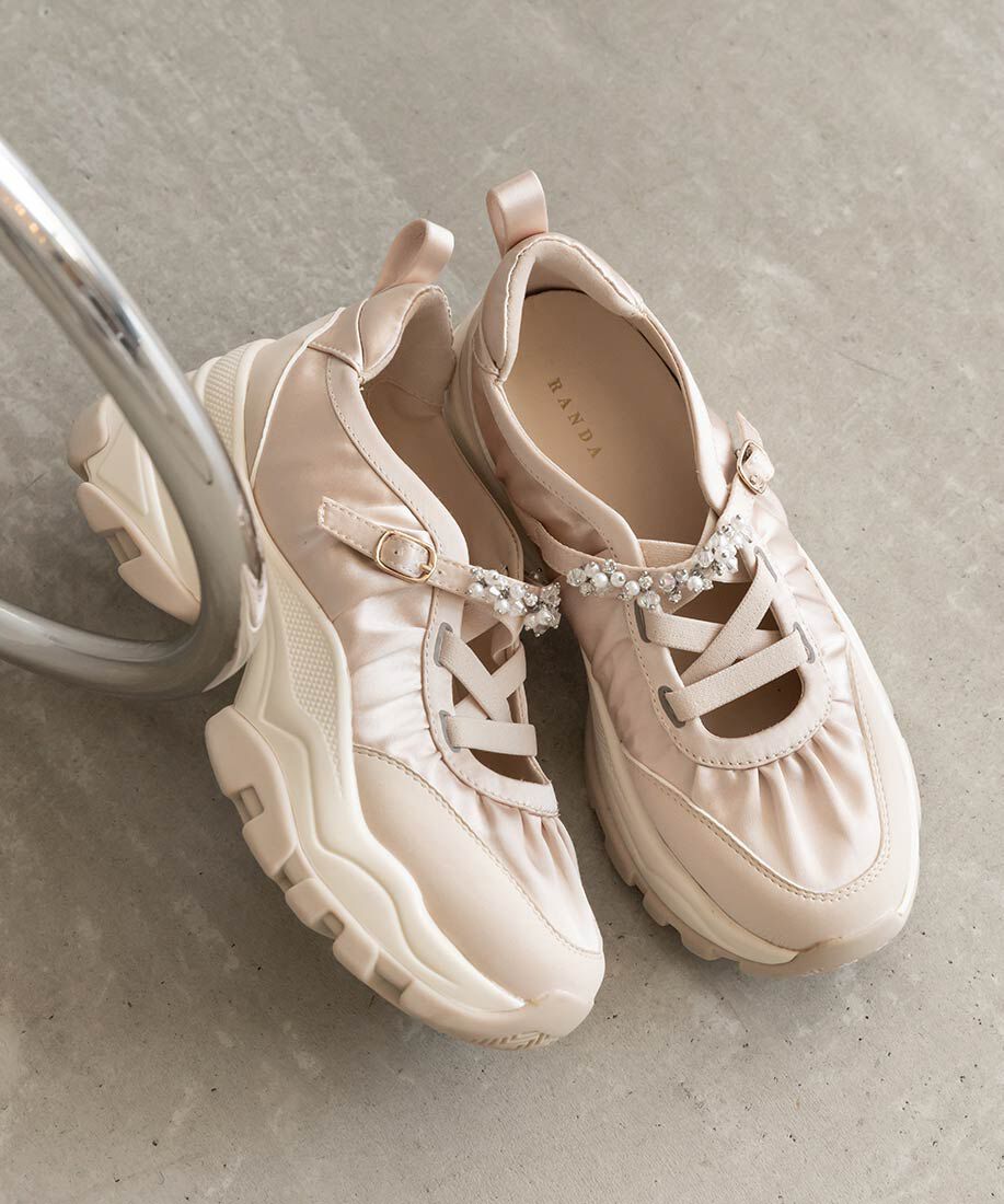  「ビジューベルトレースアップスニーカー」|スニーカー|