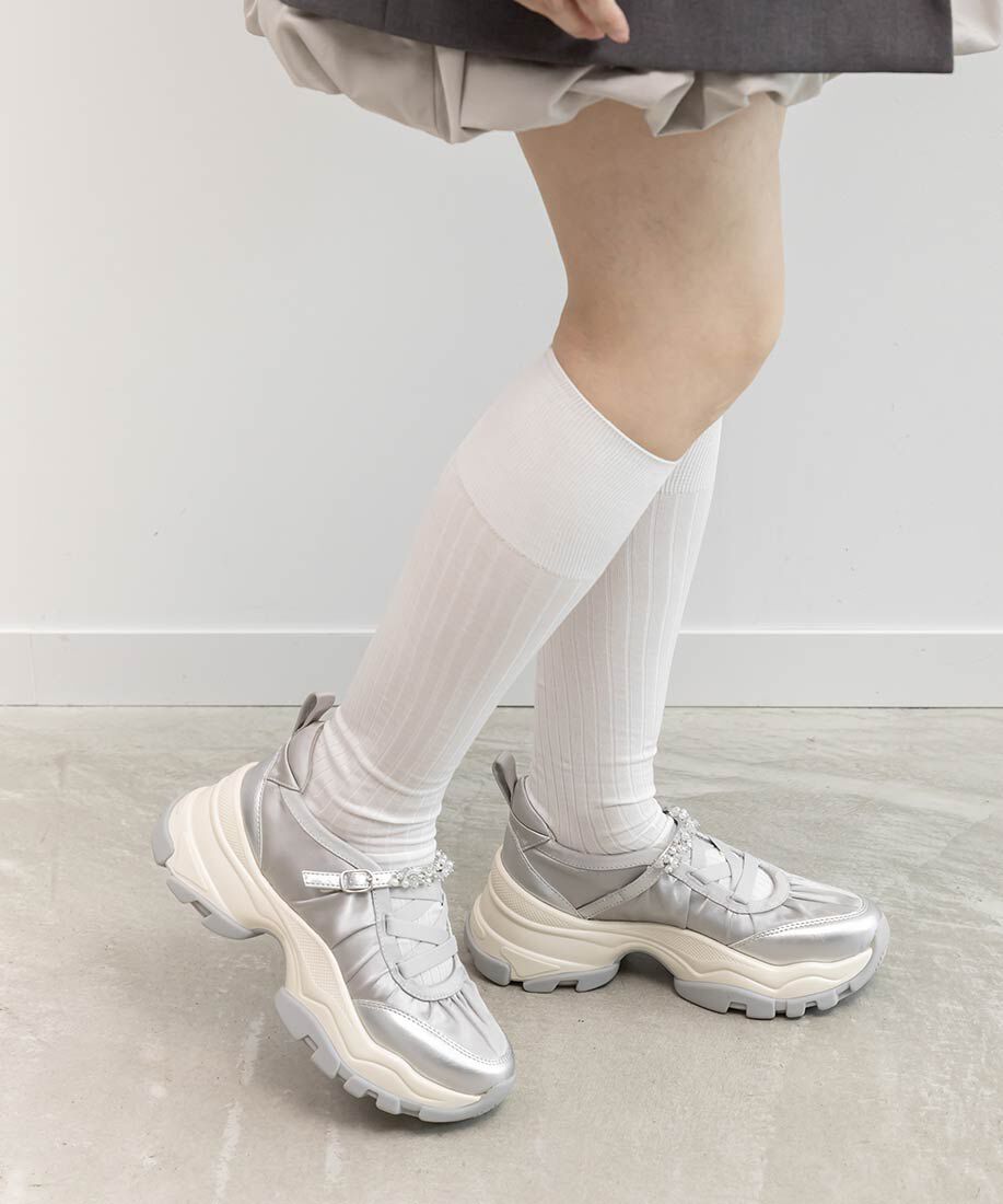  「ビジューベルトレースアップスニーカー」|スニーカー|