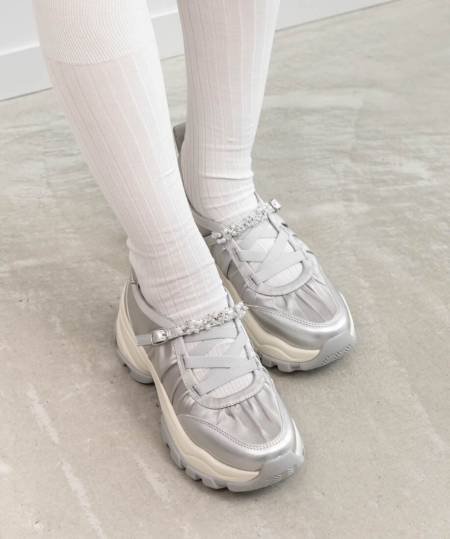  「ビジューベルトレースアップスニーカー」|スニーカー|