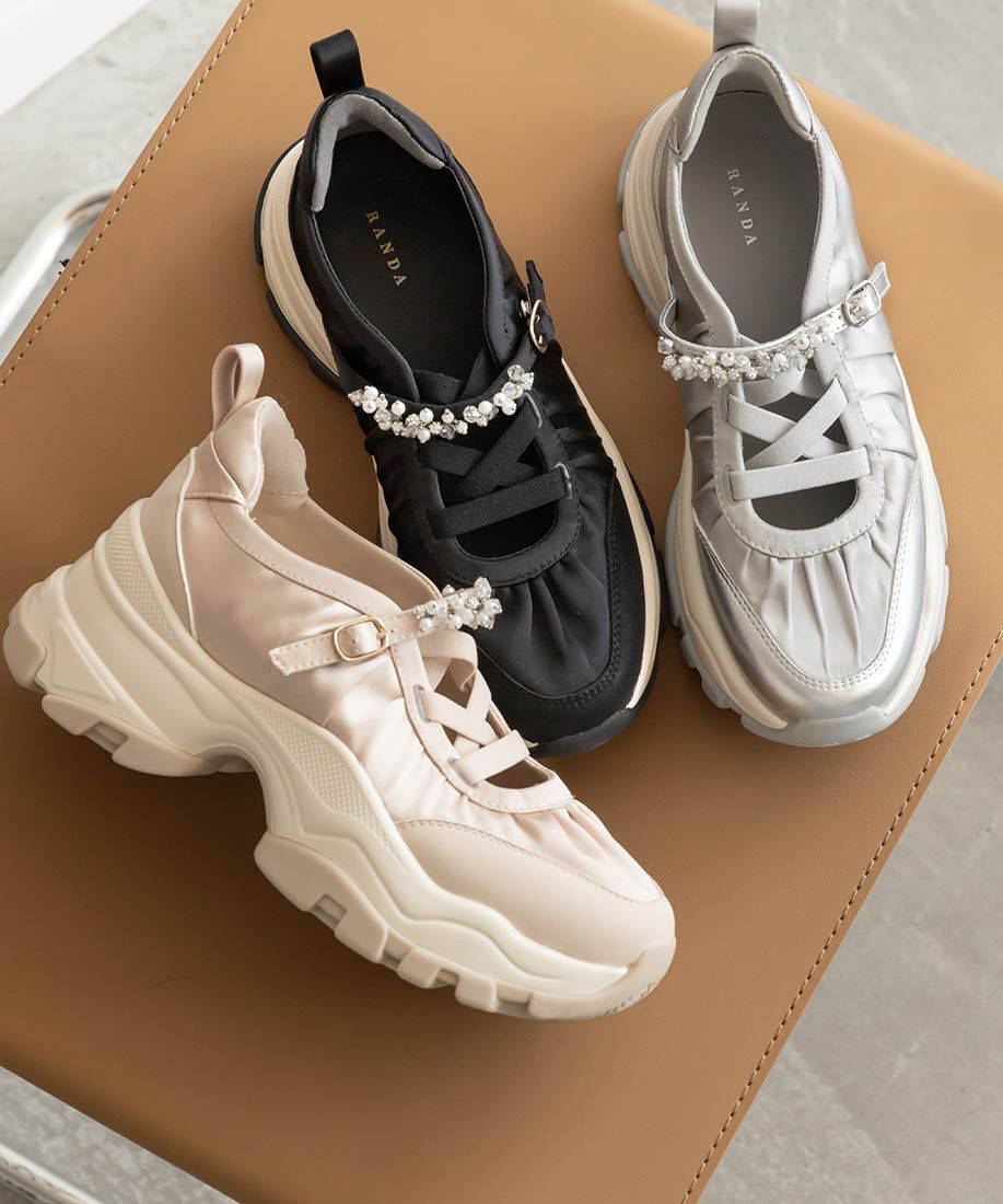  「ビジューベルトレースアップスニーカー」|スニーカー|