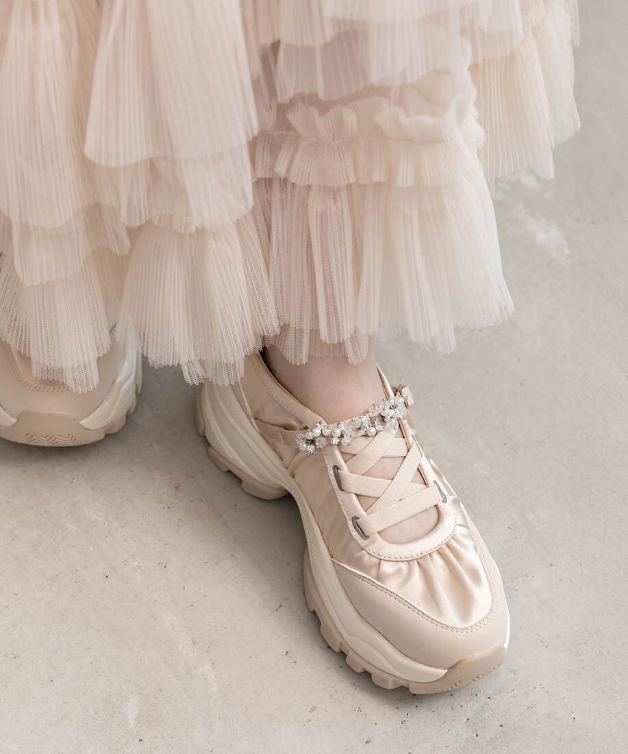  「ビジューベルトレースアップスニーカー」|スニーカー|