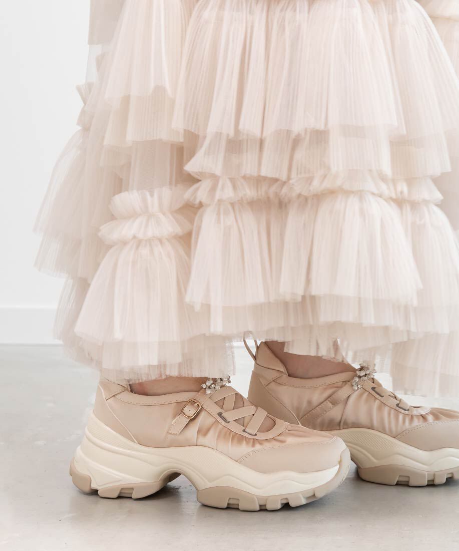  「ビジューベルトレースアップスニーカー」|スニーカー|