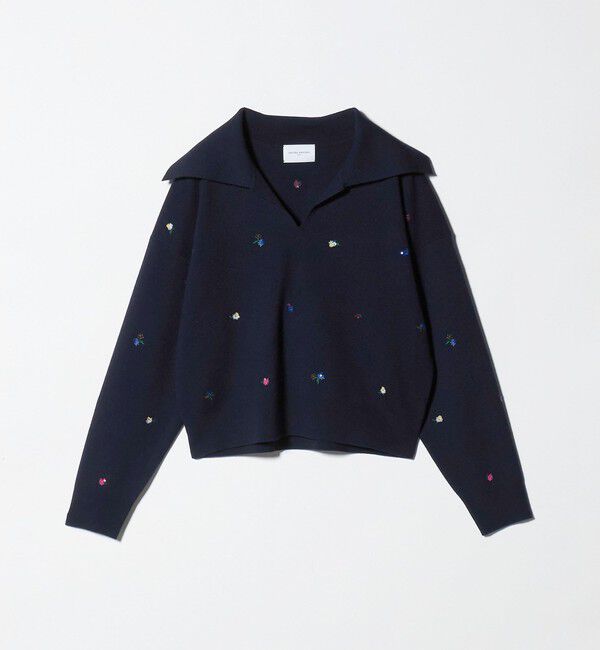 UNITED ARROWS「フラワー エンブロイダリー スキッパーニット」|ニット・セーター|