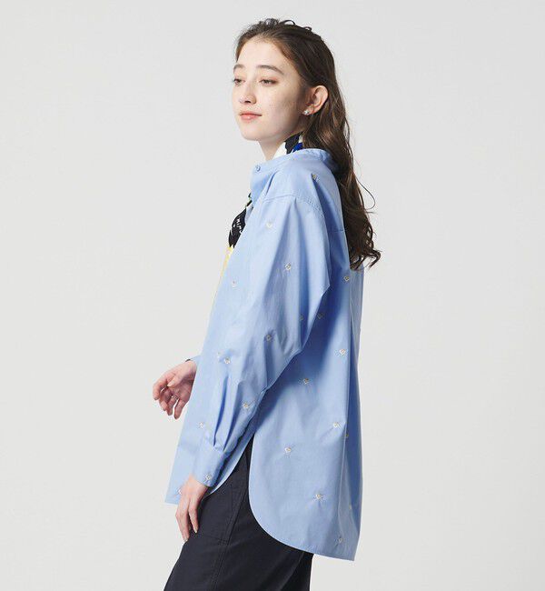 UNITED ARROWS「エンブロイダリーフラワー バンドカラー シャツ」|シャツ・ブラウス|