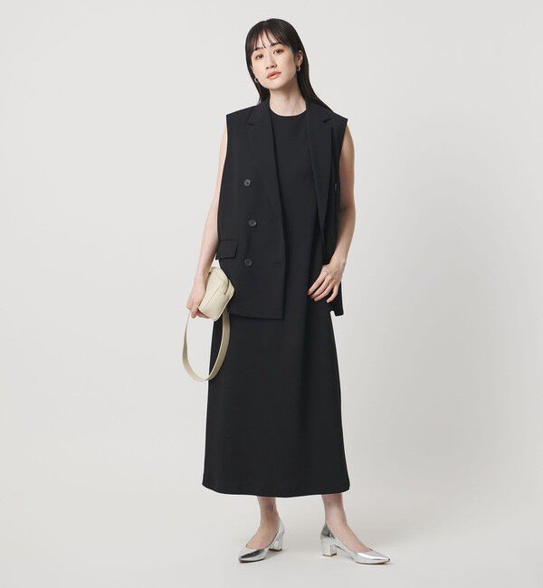 UNITED ARROWS「Drapy タック ノースリーブワンピース ‐ウォッシャブル‐」|ワンピース|BLACK