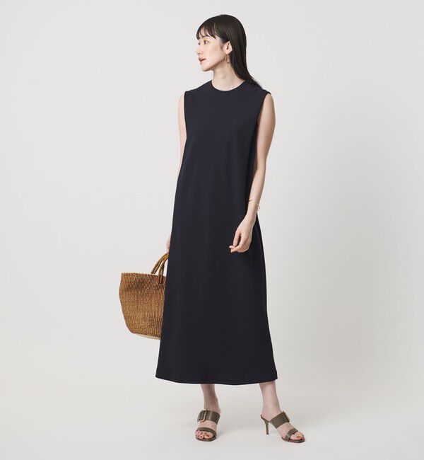 UNITED ARROWS「Drapy タック ノースリーブワンピース ‐ウォッシャブル‐」|ワンピース|NAVY