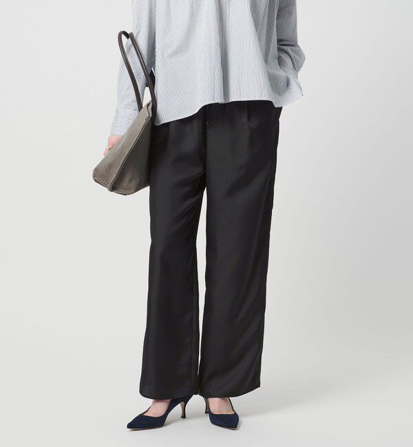 UNITED ARROWS「シルクライク イージーパンツ」|チノ|BLACK