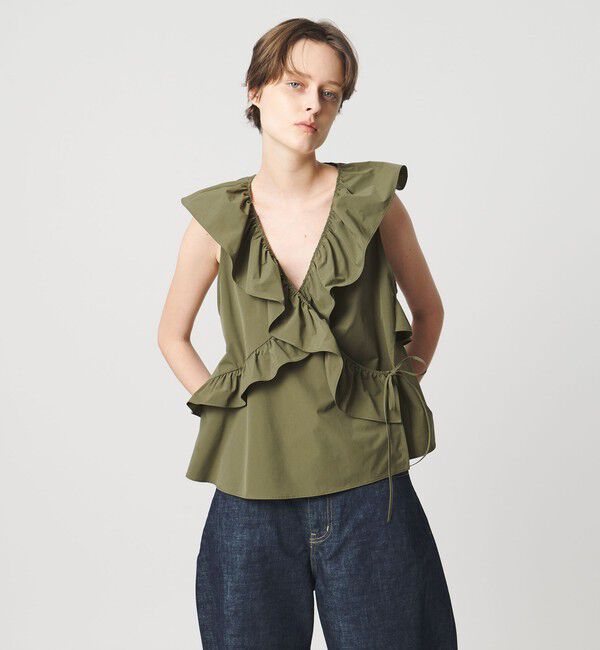 AEWEN MATOPH「＜AEWEN MATOPH＞フリルカシュクールノースリーブブラウス ‐ ウォッシャブル ‐」|シャツ・ブラウス|