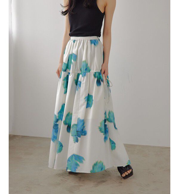 EMMEL REFINES「＜EMMEL REFINES＞EM ビッグフラワー ギャザー フレアスカート」|スカート|OFF WHITE