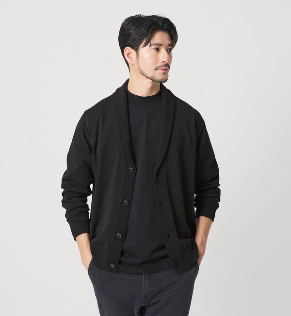 BEAUTY&YOUTH UNITED ARROWS「【WEB限定 WARDROBE SMART】KOUKIN ショールカラー カーディガン【抗菌・防臭】」|カーディガン|BLACK