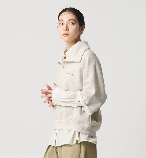 BEAUTY&YOUTH UNITED ARROWS「【別注】＜Americana＞ジップ ショートスリーブ スウェットプルオーバー」|スウェット・ジャージ|NATURAL