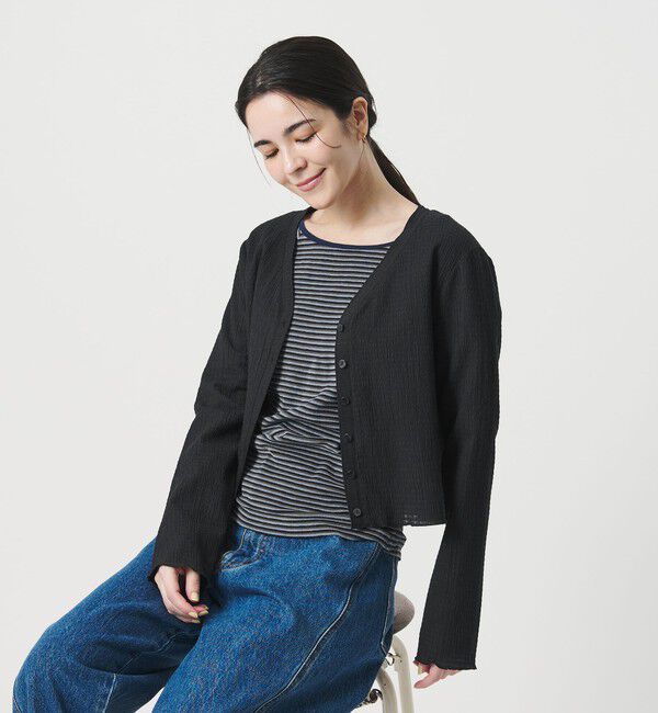 BEAUTY&YOUTH UNITED ARROWS「ソリッド＆チェック Vネック カーディガン」|カーディガン|