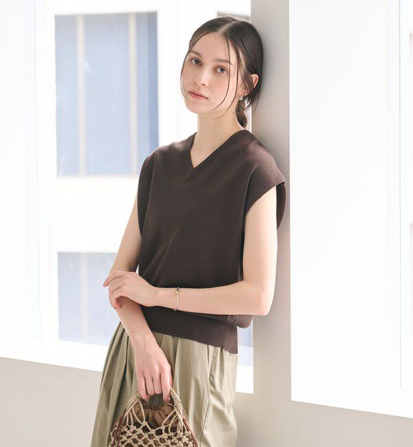 BEAUTY&YOUTH UNITED ARROWS「フルニードル フレンチスリーブ ニットプルオーバー ウォッシャブル」|ニット・セーター|