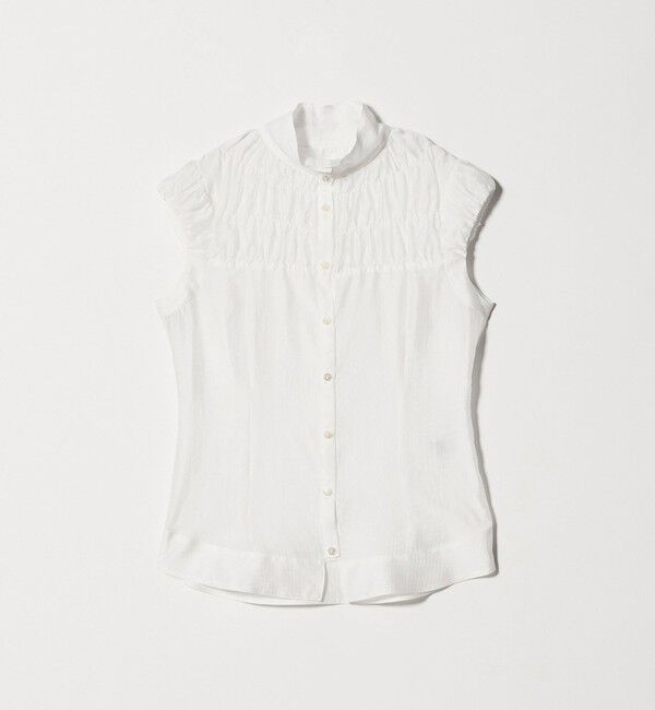 ATTISESSION「＜ATTISESSION＞シアーギャザー ショートスリーブ ブラウス」|シャツ・ブラウス|