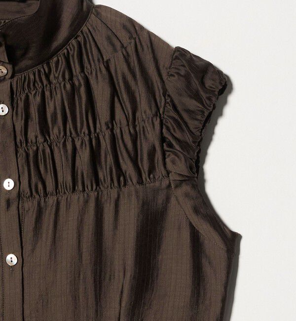 ATTISESSION「＜ATTISESSION＞シアーギャザー ショートスリーブ ブラウス」|シャツ・ブラウス|