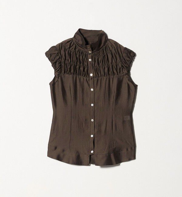 ATTISESSION「＜ATTISESSION＞シアーギャザー ショートスリーブ ブラウス」|シャツ・ブラウス|