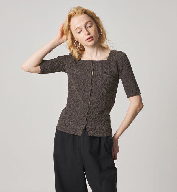 STEVEN ALAN「＜Steven Alan＞スクエアネック カーディガン」|カーディガン|DK.BROWN