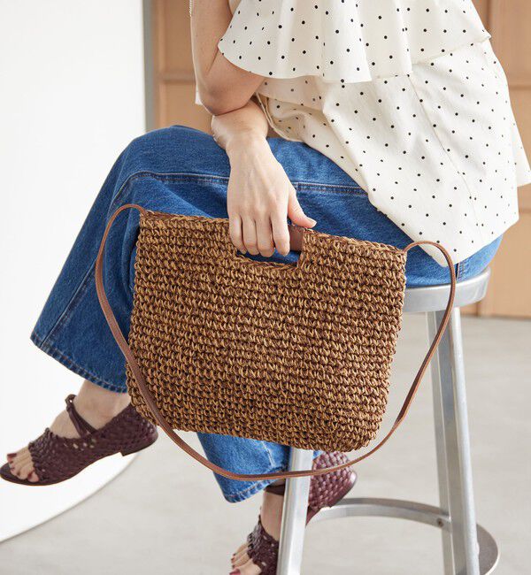 BEAUTY&YOUTH UNITED ARROWS「ペーパー スクエア レザーハンドル ショルダーバッグ 2WAY」|ショルダー・メッセンジャー|MD.BROWN