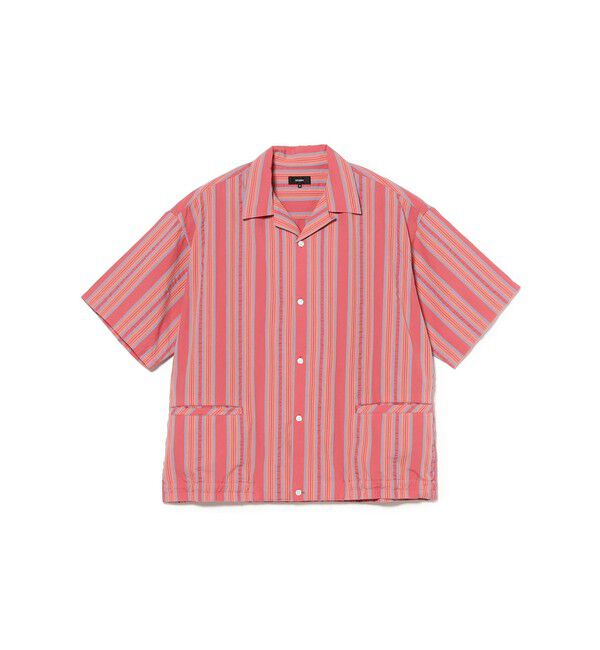 BEAMS「マルチ ストライプ オープンカラーシャツ【ワイドフィット】」|シャツ・ブラウス|RED