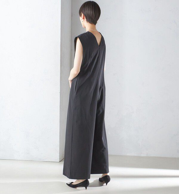 SHIPS for women「little black:Vネック ワイド シルエット オールインワン（セレモニー対応可）」|オールインワン|