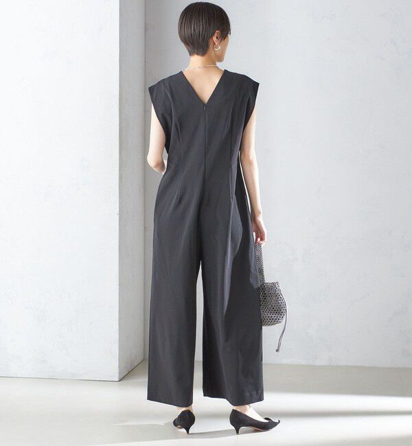 SHIPS for women「little black:Vネック ワイド シルエット オールインワン（セレモニー対応可）」|オールインワン|