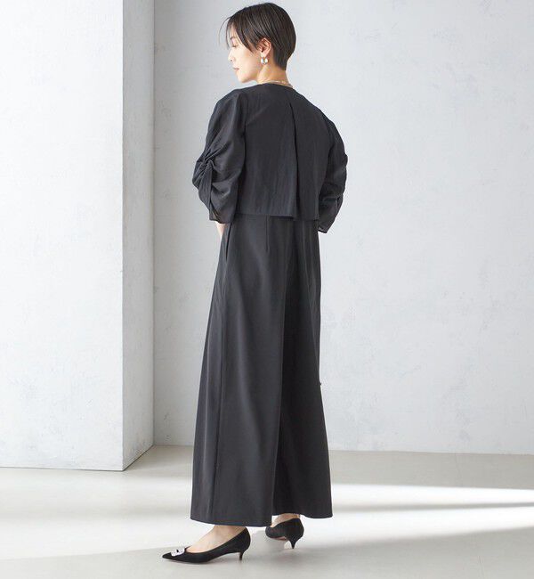 SHIPS for women「little black:Vネック ワイド シルエット オールインワン（セレモニー対応可）」|オールインワン|