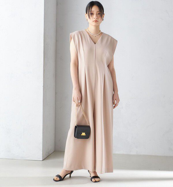 SHIPS for women「little black:Vネック ワイド シルエット オールインワン（セレモニー対応可）」|オールインワン|