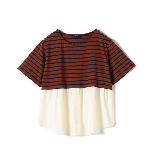 SHIPS Colors 「SHIPS Colors:シャツ レイヤードライク ボーダー リンク TEE」|Tシャツ・カットソー|ブラウン