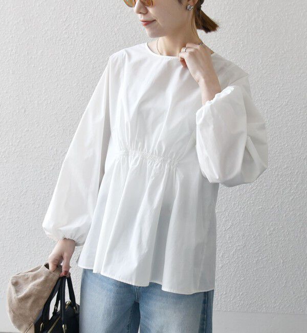 SHIPS any「SHIPS any:〈洗濯機可能〉REPREVE ギャザー パフシャツ ブラウス」|シャツ・ブラウス|