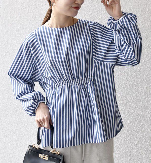 SHIPS any「SHIPS any:〈洗濯機可能〉REPREVE ギャザー パフシャツ ブラウス」|シャツ・ブラウス|