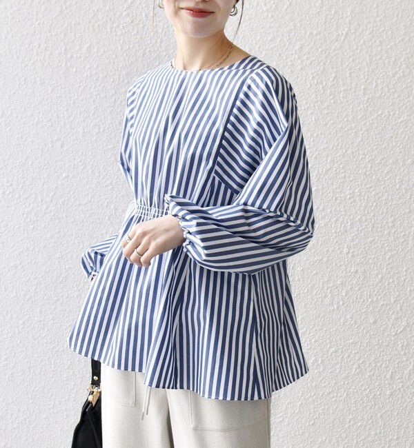 SHIPS any「SHIPS any:〈洗濯機可能〉REPREVE ギャザー パフシャツ ブラウス」|シャツ・ブラウス|