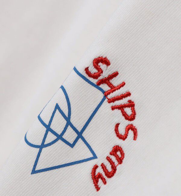SHIPS any「SHIPS any: オーガニック コットン ワンポイント ロゴ プリント&times;刺繍 スピンドル Tシャツ(ロンT)◇」|Tシャツ・カットソー|