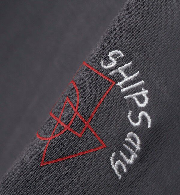 SHIPS any「SHIPS any: オーガニック コットン ワンポイント ロゴ プリント&times;刺繍 スピンドル Tシャツ(ロンT)◇」|Tシャツ・カットソー|