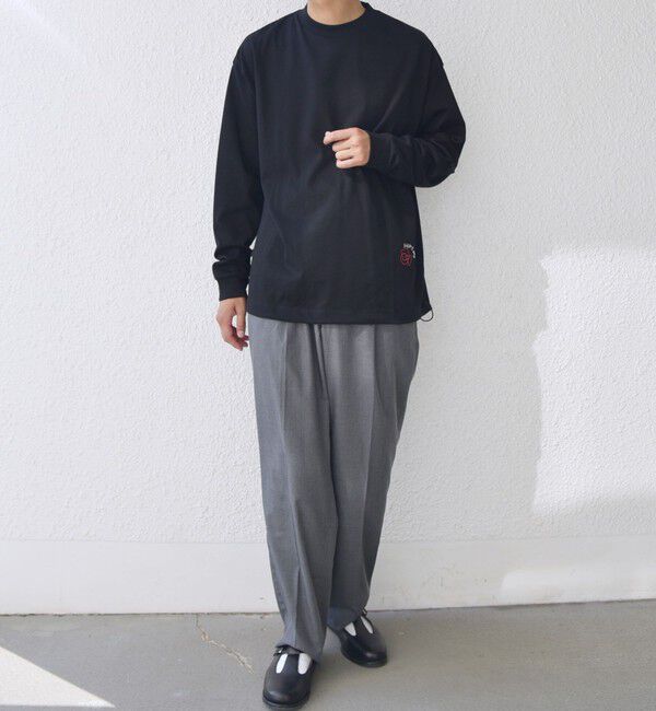 SHIPS any「SHIPS any: オーガニック コットン ワンポイント ロゴ プリント&times;刺繍 スピンドル Tシャツ(ロンT)◇」|Tシャツ・カットソー|