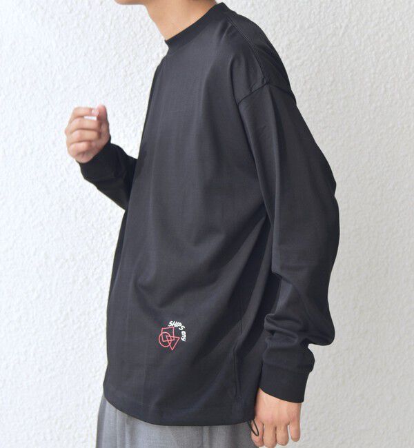 SHIPS any「SHIPS any: オーガニック コットン ワンポイント ロゴ プリント&times;刺繍 スピンドル Tシャツ(ロンT)◇」|Tシャツ・カットソー|