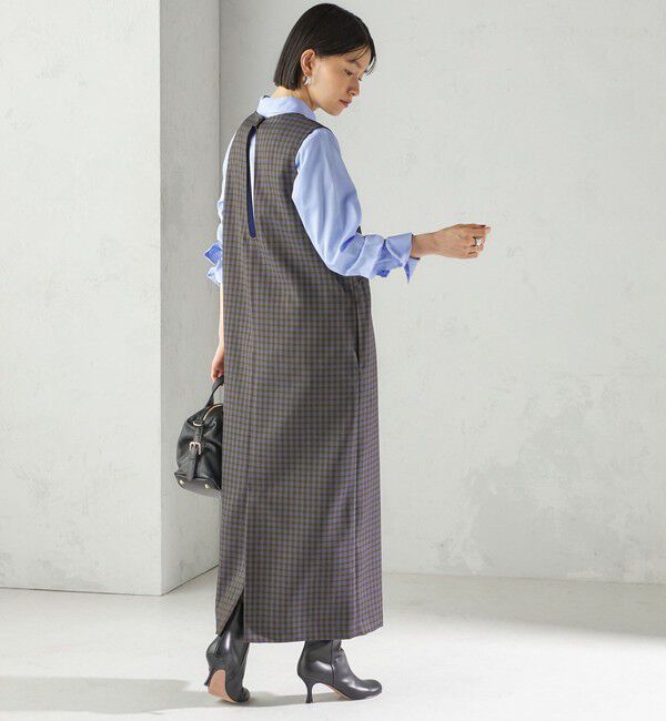SHIPS for women「〈手洗い可能〉アジャスト ボタン チェック ジャンパー スカート」|ジャンパースカート|