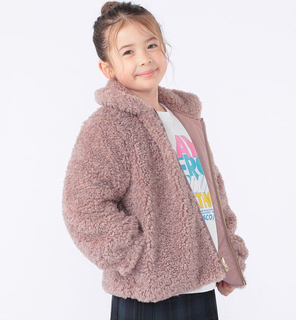 SHIPS KIDS「SHIPS KIDS:100～130cm / プードルファー&times;タフタ リバーシブル ジャケット」|ブルゾン・スタジャン|ブラウン系