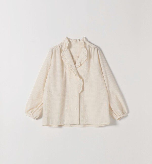 SHIPS any「《一部追加予約》SHIPS any:〈洗濯機可能〉フリルカラー スタンド & オープン シャツ ブラウス」|シャツ・ブラウス|