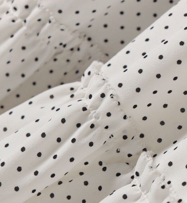 SHIPS any「SHIPS any:〈洗濯機可能〉ドット ノーカラー ティアード フレア ブラウス」|シャツ・ブラウス|