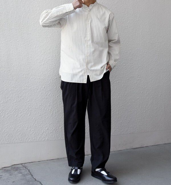 SHIPS any「SHIPS any:〈洗濯機可能〉コットン/リネン ストライプ バンドカラー シャツ 26SS◇」|シャツ・ブラウス|