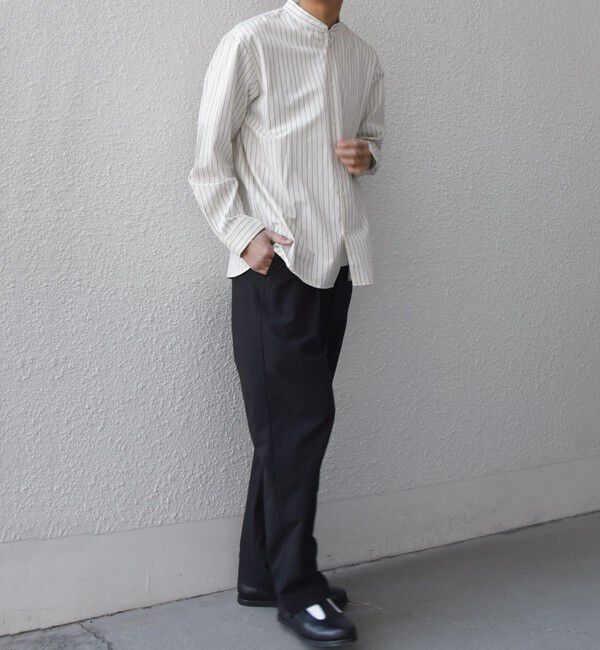 SHIPS any「SHIPS any:〈洗濯機可能〉コットン/リネン ストライプ バンドカラー シャツ 26SS◇」|シャツ・ブラウス|