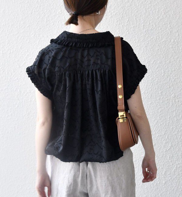 SHIPS any「SHIPS any:〈洗濯機可能〉カット ジャカード ドロスト フレンチ スリーブ シャツ ブラウス」|シャツ・ブラウス|