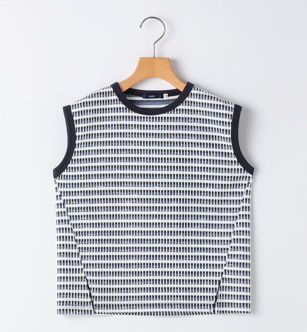 SHIPS KIDS「SHIPS KIDS:100～130cm / ジャカード ノースリーブ カットソー」|タンクトップ|ネイビー