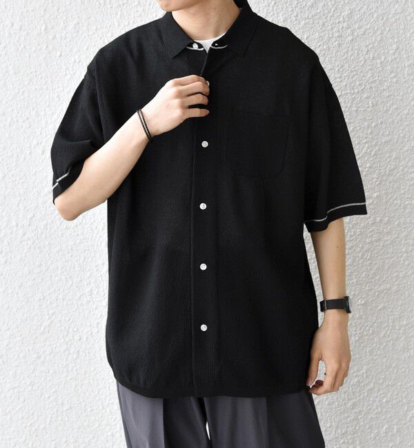 SHIPS any「SHIPS any:〈手洗い可能〉TEXBRID(R) ドライタッチ サマー ニット シャツ◆」|シャツ・ブラウス|ブラック