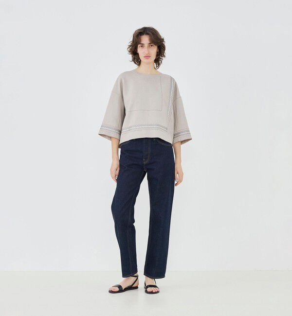 GALERIE VIE「リブコンビフレンチリネン クルーネックブラウス」|シャツ・ブラウス|