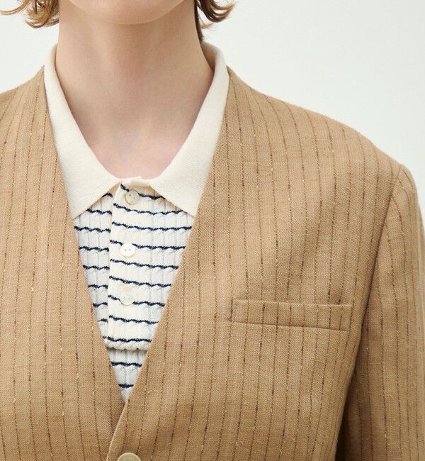MACPHEE「シルクネップリネン ノーカラージャケット」|ノーカラージャケット|