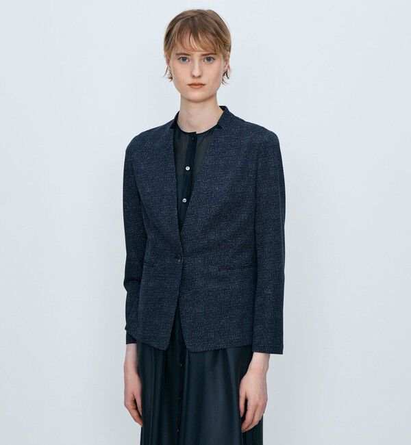 TOMORROWLAND collection「メランジジャージー キザミカラージャケット」|ノーカラージャケット|