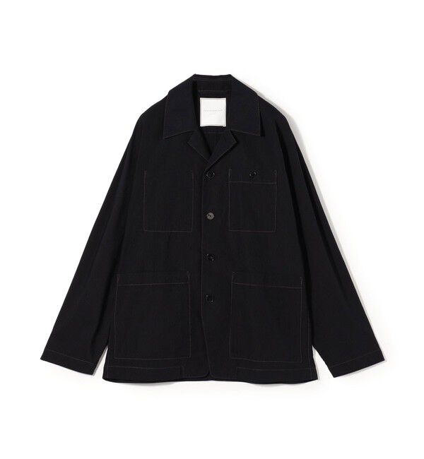 TOMORROWLAND MENS「コットンリネンキュプラ ドルマンスリーブ カバーオールジャケット」|ブルゾン・スタジャン|68 ネイビー系