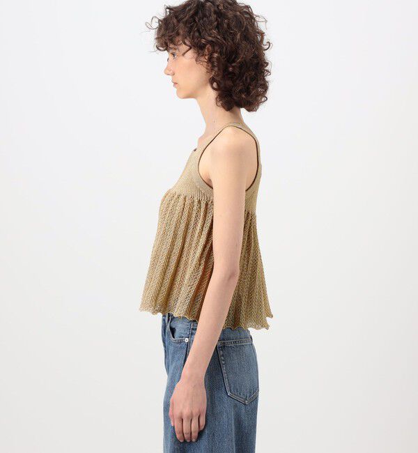MACPHEE「レーシーラメ フレアキャミソール」|キャミソール|